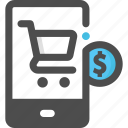 ecommerce, mobile, money, shopping cart