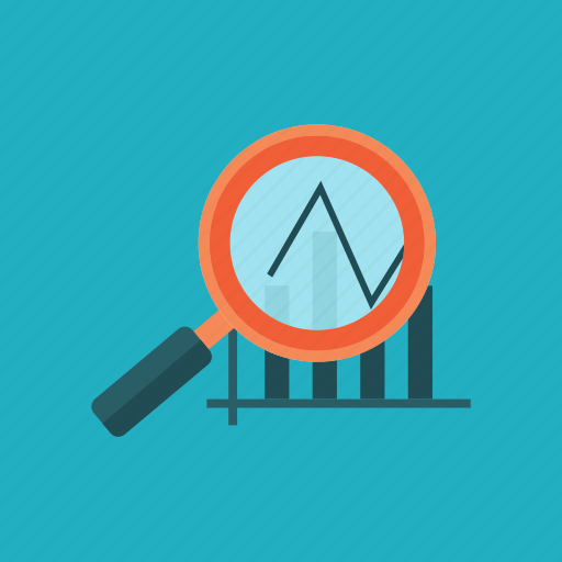 Analytics, bar graph, business, magnifying glass, marketing, profit, statistics icon - Download on Iconfinder