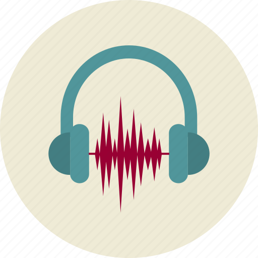 DJ Headphones with green sound wave vector line icon
