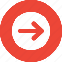 arrow, right, round, button