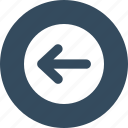 arrow, left, round, button