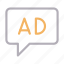 ad, advertisement, bubble, marketing, message 