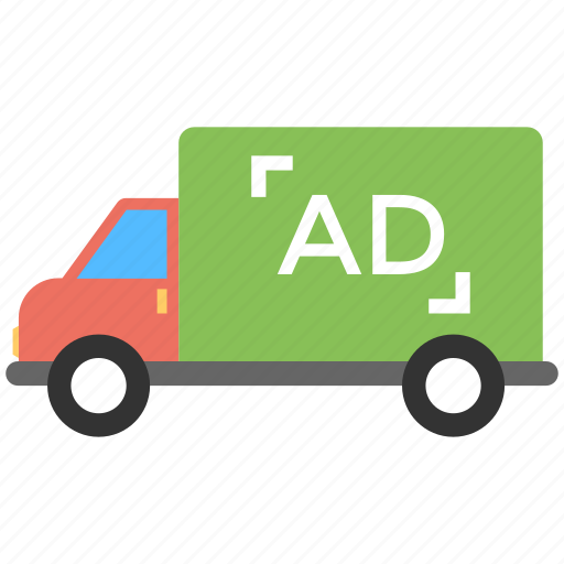 Ad van, advertising on transport, outdoor media, sponsored ad, transit advertising icon - Download on Iconfinder