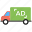 ad van, advertising on transport, outdoor media, sponsored ad, transit advertising 