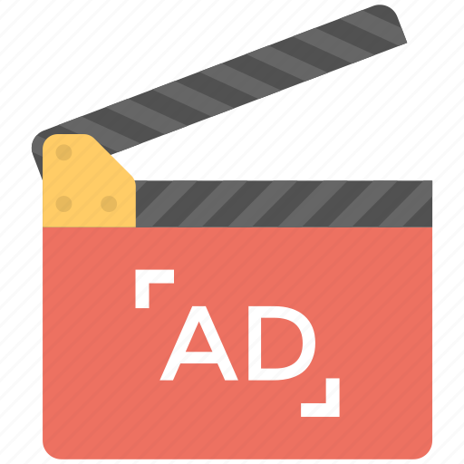 Ad production, clapperboard, digital marketing, video ad, viral marketing icon - Download on Iconfinder