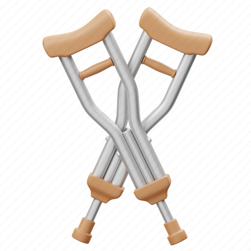 Crutches, crutch, walking stick, medical, health, healthcare, medical equipment 3D illustration - Download on Iconfinder