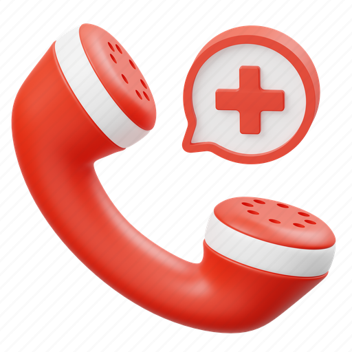 Emergency, call, telephone, health, healthcare, medical equipment, medical icon 3D illustration - Download on Iconfinder