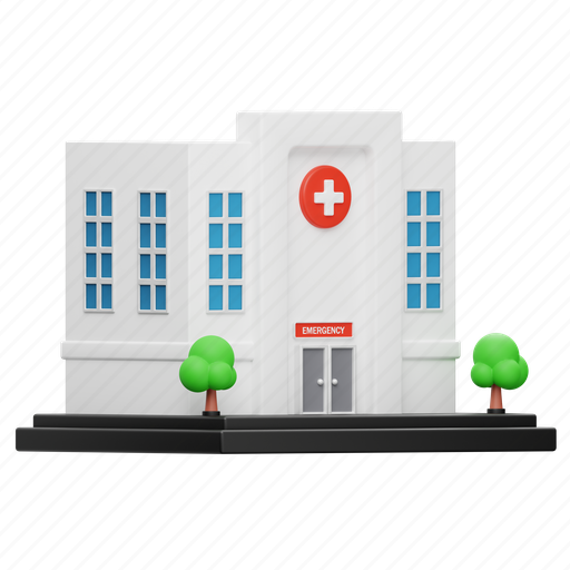 Hospital, building, architecture, construction, healthcare, medical, city element 3D illustration - Download on Iconfinder