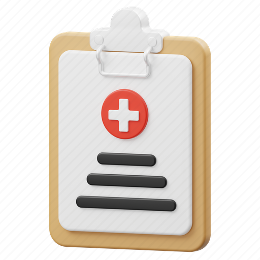 Medical, report, clipboard, file, document, hospital, health 3D illustration - Download on Iconfinder