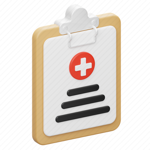 Medical, report, document, file, clipboard, health, healthcare 3D illustration - Download on Iconfinder