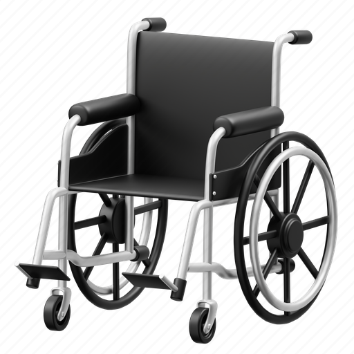 Wheelchair, wheelchair icon, hospital, health, healthcare, medical equipment, medical icon 3D illustration - Download on Iconfinder