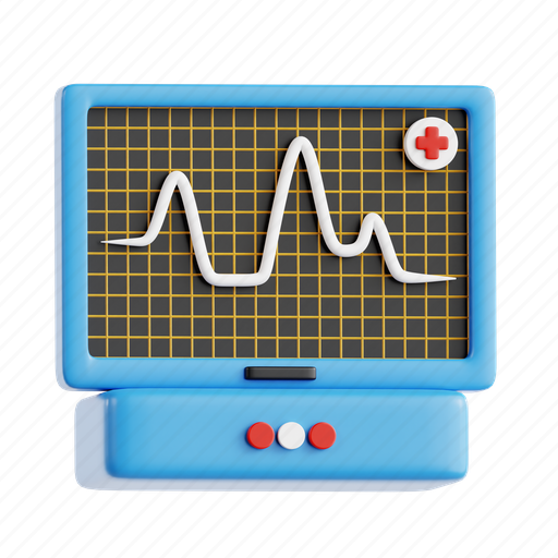 Ecg, monitor, paramedic, medical, healthcare, aid, health 3D illustration - Download on Iconfinder
