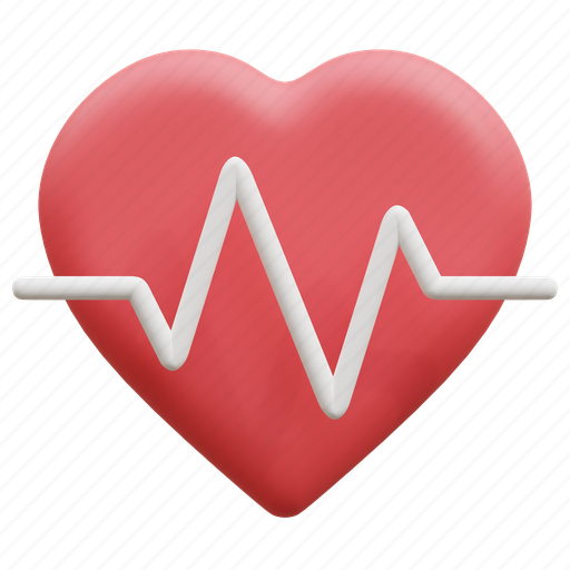 Heartbeat, heart, rate, pulse, cardiogram, electrocardiogram, medical 3D illustration - Download on Iconfinder