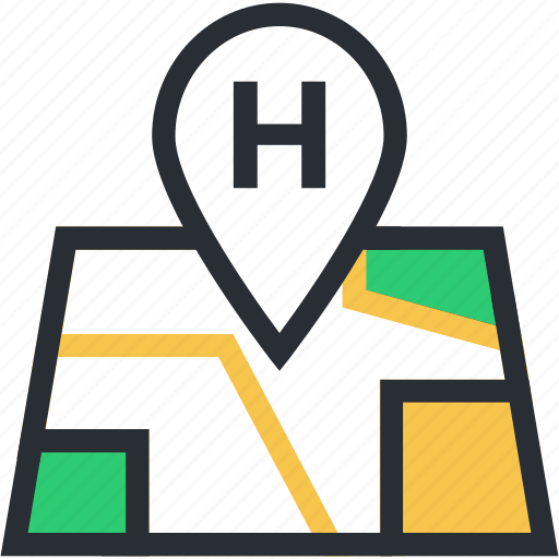 Health clinic, hospital direction, hospital location, hospital pin, location pin icon - Download on Iconfinder
