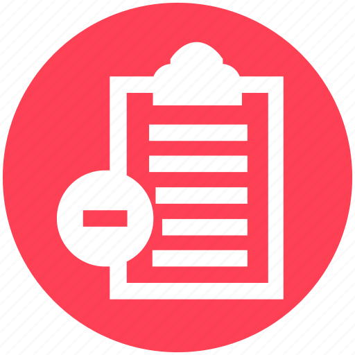 Clipboard, delete, papers, remove, report, sheet icon - Download on Iconfinder