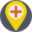 health clinic, hospital location, hospital pin, location pin, map pin 