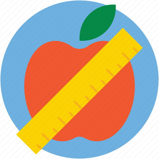 Apple, diet, dieting, measuring tape, weight loss icon - Download on Iconfinder
