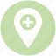 hospital map pin, location marker, location pin, location pointer, locator, map marker 