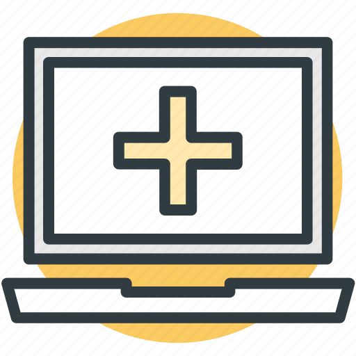 Hospital laptop, hospital records, laptop, online aid, online first aid icon - Download on Iconfinder