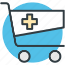 medicine supply, pharmaceutical delivery, pharmacy cart, pharmacy logo, shopping trolley