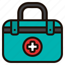 first, aid, kit, medical, box, hand, bag, equipment