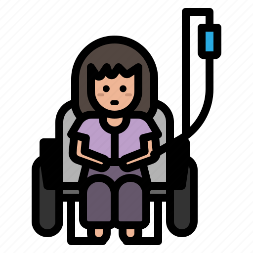 Medical, wheelchair, patient, saline, infusion, hospital icon - Download on Iconfinder