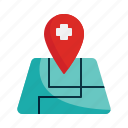 direction, gps, hospital, location, map, navigation, pin