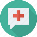 bubble, chat, cross, health, medical, support