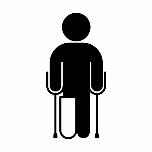 Broken leg, cast, crutch, medicine, orthopedics, person icon - Download on Iconfinder