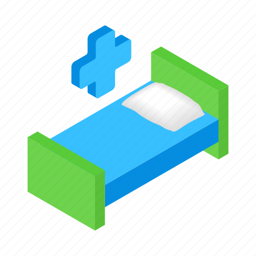 Bed, clinic, cross, hospital, isometric, medical, stretcher icon - Download on Iconfinder