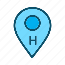 hospital, location, map, medical, pin