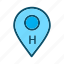 hospital, location, map, medical, pin 