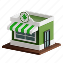 dispensary, herbal medicine, herbal marijuana, cannabis, herbal, herb, 3d icon, 3d illustration, 3d render 