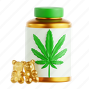 thc, gummies, herbal medicine, herbal marijuana, marijuana, cannabis, herbal, 3d icon, 3d illustration 