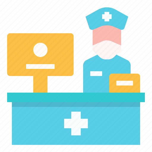 Desk, front, hospital, information, nurse, reception icon - Download on Iconfinder