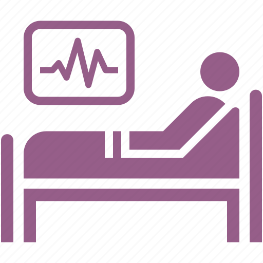 Patient, cardiogram, hospital bed, medical treatment icon - Download on Iconfinder
