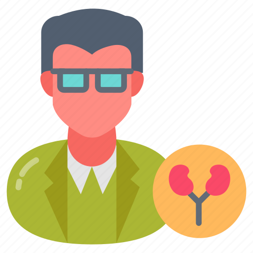 Nephrologist, kidneys, doctor, spectacles, man icon - Download on Iconfinder
