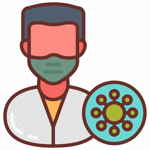 Epidemiologists, virus, covid, symptoms, bactaris, medical, man icon - Download on Iconfinder
