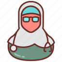 religious, physician, hijab, spectacles, stethoscope, female, lady, doctor