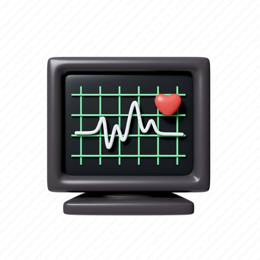 Cardiogram, cardiology, diagnosis, medicine, monitor, health 3D illustration - Download on Iconfinder