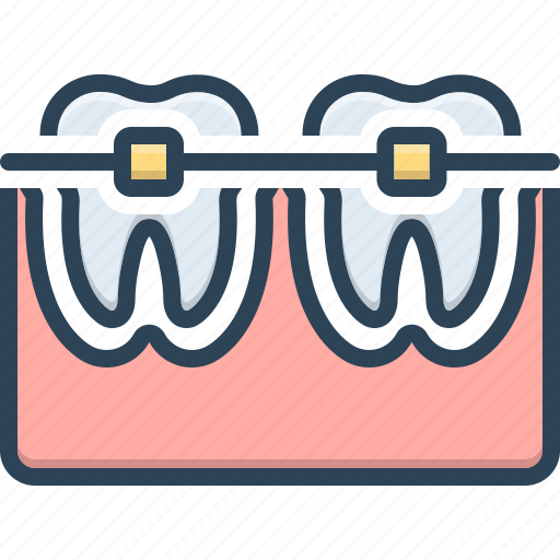 Hygiene, mouth, orthodontics, prosthesis, teeth, tooth with braces, toothache icon - Download on Iconfinder