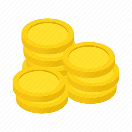 Coins, finance, gold, isometric, stack, treasure, wealth icon - Download on Iconfinder