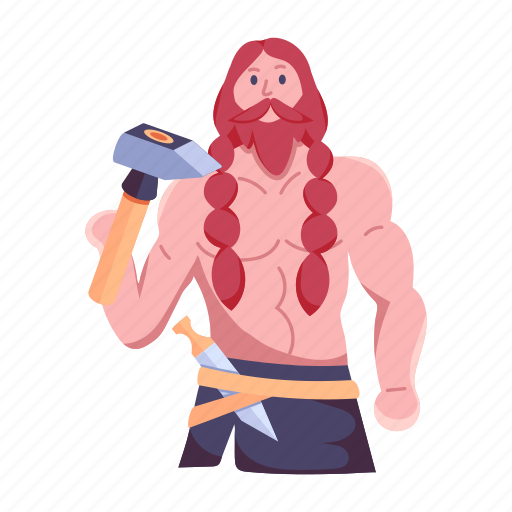 Hephaestus, medieval warrior, medieval man, medieval character, barbarian icon - Download on Iconfinder