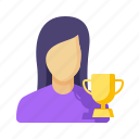 female avatar trophy, avatar, female, profile, trophy, winner, cup, user, woman, award