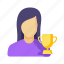 female avatar trophy, avatar, female, profile, trophy, winner, cup, user, woman, award 