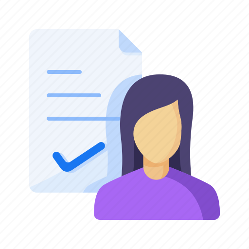 Female member, resume, female, user, agreement, check, profile icon - Download on Iconfinder