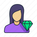 female avatar diamond, avatar, female, woman, profile, user, vip, member, diamond, diamond award