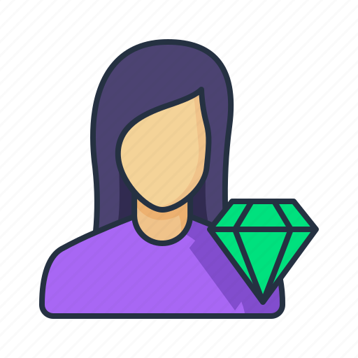 Female avatar diamond, avatar, female, woman, profile, user, vip icon - Download on Iconfinder