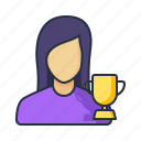 female avatar trophy, avatar, female, profile, trophy, winner, cup, user, woman, award