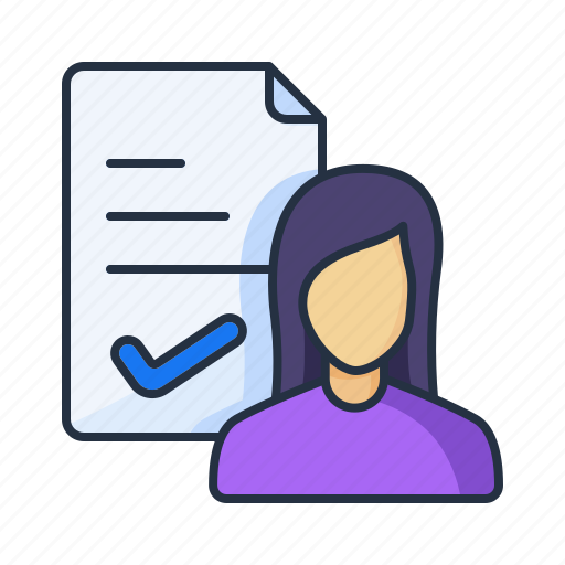 Female member, resume, female, user, agreement, check, profile icon - Download on Iconfinder